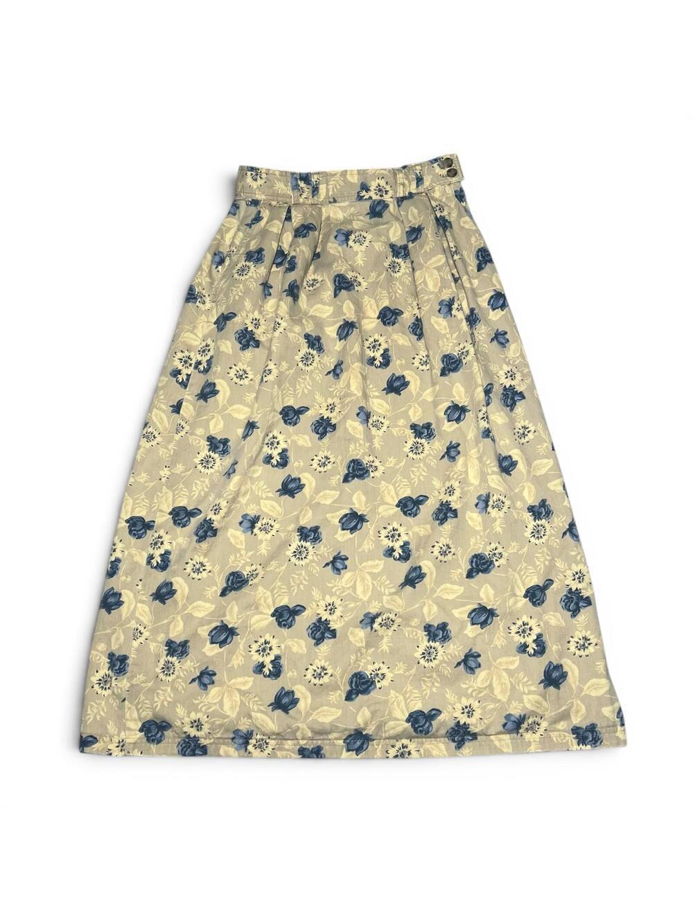 Vintage 90s Woolrich Floral Pleated Midi Skirt